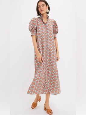 Hyacinth House Orange Blue Floral Louisa Maxi Dress Womens XS Boho Dress